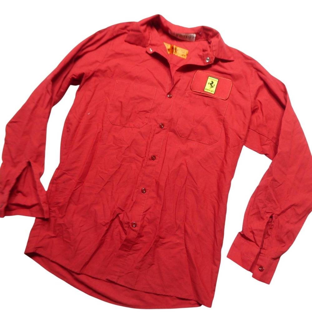 Ferrari Mechanics Shirt Mens M Red F1 Formula 1 Racing Red Kap Long Work